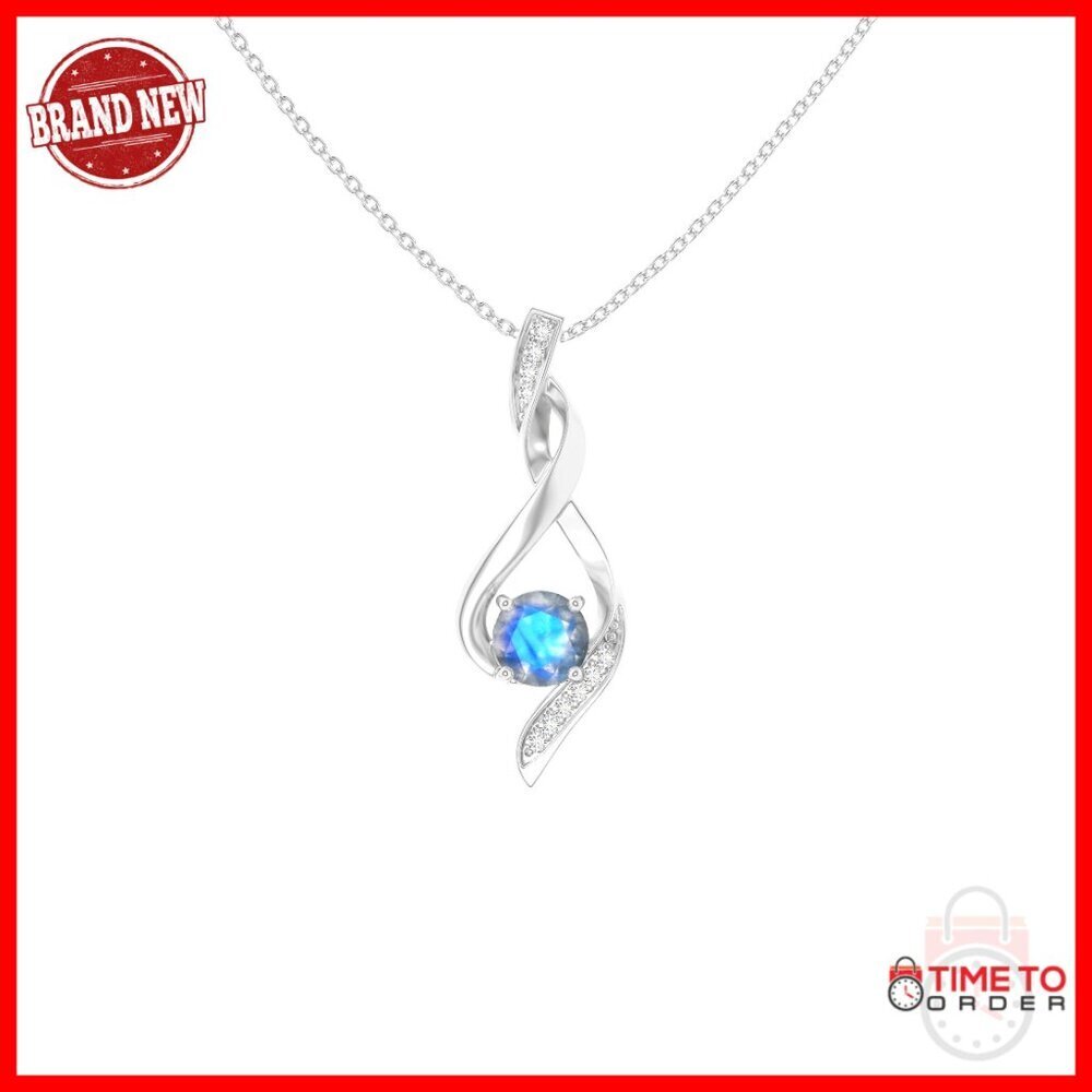 Labradorite Moissanite Infinity Pendant Necklace Sterling Silver Birthstone